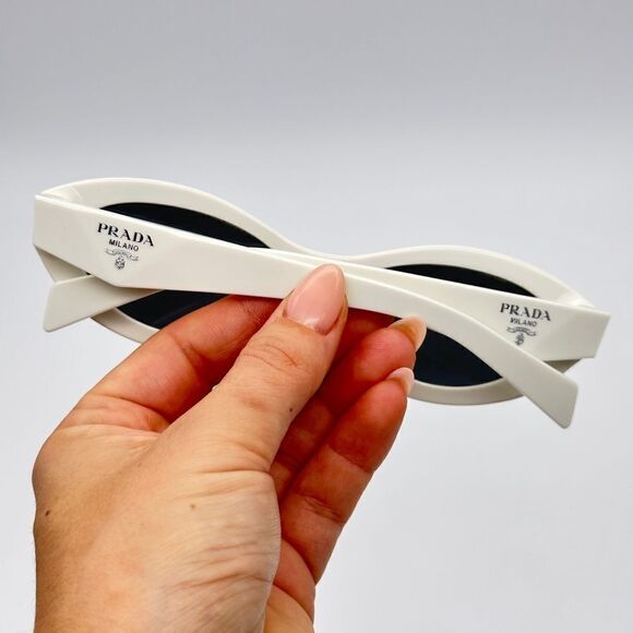 BRAND NEW PRADA PR26ZS 17K08Z Talc/Dark Grey Women Sunglasses - Picture 9 of 14